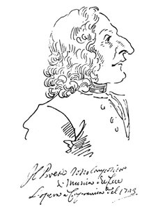 Antonio Vivaldi zeneszerző karikatúrája, 1723