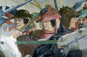 Részlet az igaz kereszt legendájából, amely I. bizánci Hérakleiosz csatáját mutatja II. Chosroes ellen, Piero della Francesca alkotó: Piero della Francesca