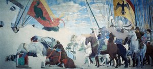 Részlet az igaz kereszt legendájából, amely Konstantin győzelmét mutatja, Piero della Francesca alkotó: Piero della Francesca