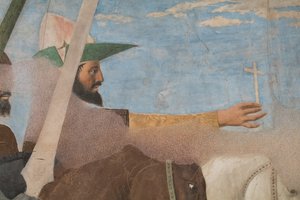 Konstantin győzelme Maxentius felett, részlet a győztes Konstantinnal alkotó: Piero della Francesca