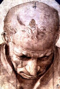 Idős férfi feje (toll, barna tinta és mosás) alkotó: Piero di Cosimo