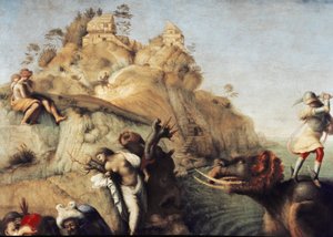 Perseus Freeing Andromeda, részlet (1510, olaj, vászon) alkotó: Piero di Cosimo