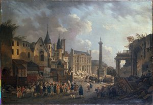 Vásári mulatság egy képzeletbeli párizsi kereszteződésben, 1770 körül (olaj, vászon)