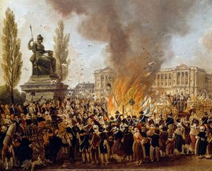 Az egység ünnepe, a Monarchia emblémáinak lerombolása, a Place de la Concorde