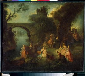 Tánc a folyó közelében (Dance at the river). Pierre-Antoine Quillard festménye (Pierre Antoine Quillard