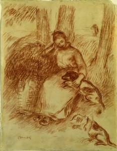 Parasztlány kutyával alkotó: Pierre-Auguste Renoir