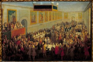 XV. Lajos szentségének ünnepe a reimsi érseki palotában október 25-én alkotó: Pierre Denis Martin