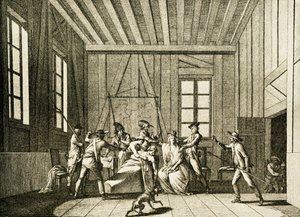 Jean-Paul Marat meggyilkolása 1793-ban (metszet)