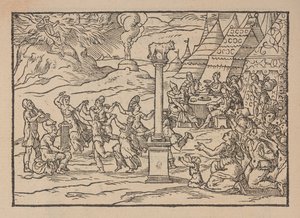 Az Aranyborjú imádása a Biblia figurájából, a Toszkána strófája, Gabriele Simeoni alkotó: Pierre (attr. to) Eskrich