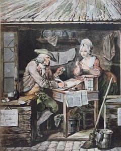 A nyilvános író (színes metszet) alkotó: Pierre Alexandre (after) Wille