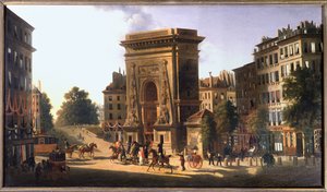 A Boulevard du Temple és a Porte Saint Denis, Párizs, 1810 körül (festmény) alkotó: Pierre Alexandre Pau de Saint-Martin