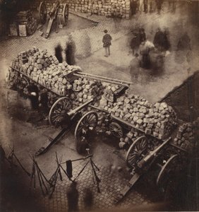 A Commune barikádjai, április 71. A Place Hotel de Ville & Rue de Rivoli sarka, 1871.