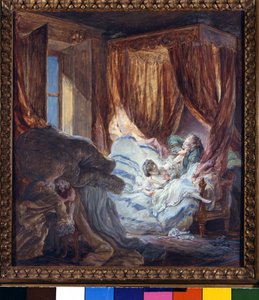 A menyasszony kíváncsi. Pierre Antoine Baudouin (1723-1769) festménye. Párizs, Dekoratív Művészeti Múzeum