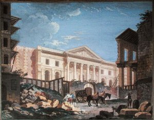 Az Academie de Chirurgie építése, Párizs, 1780-89 körül (guache papíron) alkotó: Pierre Antoine Demachy