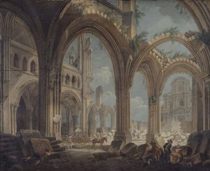 A Saint-Jean-en-Greve-i templom lebontása, 1800 körül (olaj, vászon) alkotó: Pierre Antoine Demachy
