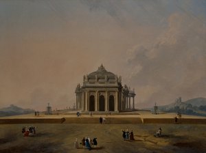 Fantasztikus építészeti tanulmányok figurákkal alkotó: Pierre Antoine Demachy