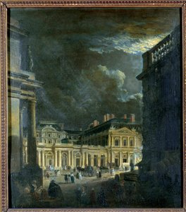 La Place du Palais Royal Párizsban a holdfénynél Pierre Demachy (1723-1807) festménye 18. századi nap. 0,39x0,34 m Párizs, Musee Carnavalet alkotó: Pierre Antoine Demachy