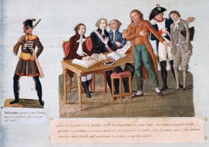Önkéntesek, hogy jelentkezzenek a hadseregbe a vendeei háborúba (1792-1793) (guache papíron)