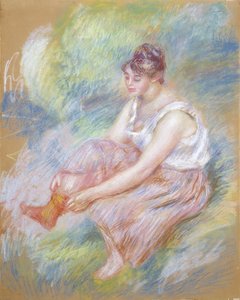 Fürdő után, 1890 körül (pasztell, papíron) alkotó: Pierre Auguste Renoir