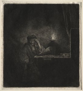 Diák másolata egy asztalnál gyertyafénynél alkotó: Pierre Auguste Renoir