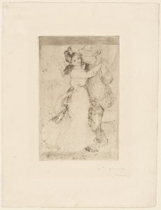 Tánc a vidéken, 1890 körül (barna-szürke metszet elefántcsont öntött papírra) alkotó: Pierre Auguste Renoir