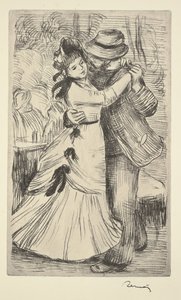 Tánc a vidéken, 1890 körül (lágy talajrézkarc) alkotó: Pierre Auguste Renoir
