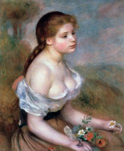 Lány virágokkal, c1900 alkotó: Pierre Auguste Renoir