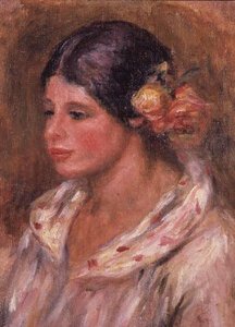 Lány rózsákkal a hajában alkotó: Pierre Auguste Renoir
