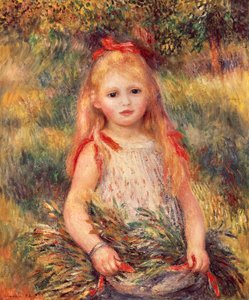 Lány kukoricaszálval, Pierre-Auguste Renoir (1841-1919), olaj, vászon, 65x54 cm alkotó: Pierre Auguste Renoir
