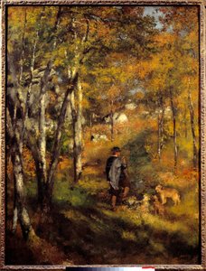 Jules Lecoeur és kutyái a Fontainebleau-i erdőben. Pierre Auguste Renoir (1841-1919) festménye