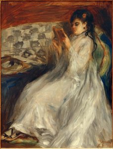 Fiatal olvasó nő fehér alkotó: Pierre Auguste Renoir