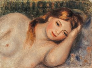 Meztelen, fiatal lány fekvő helyzetben, mellszobra, 1905