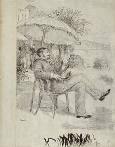 Egy bordigherai szálloda teraszán: A festő, Jean Martin véleményezi az 1881-es törvényjavaslatát alkotó: Pierre Auguste Renoir
