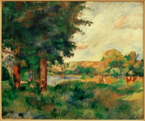 Ile de France tájképe nagy fákkal