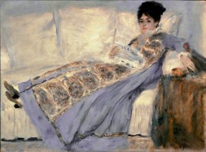Madame Monet portréja (Camille Madame Monet, aki a „Le Figaro” újságot olvassa) – Pierre Auguste Renoir (Pierre-Auguste) festménye alkotó: Pierre Auguste Renoir