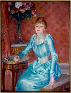 Madame de Bonnieres portréja. Henriette de Bonnieres (1854-1906), a regényíró és a Figaro Robert de Bonnieres kritikusának (1850-1905) felesége. Pierre Auguste Renoir (1841-1919) festménye 1889 V. 1,17x0,89 m Párizs, Musee du Petro Palais alkotó: Pierre Auguste Renoir