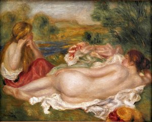 Két fürdőző. Pierre Auguste Renoir festménye (Pierre-Auguste alkotó: Pierre Auguste Renoir