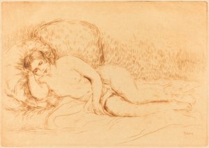 Femme kanapén fekvő nő, 1906. alkotó: Pierre Auguste Renoir