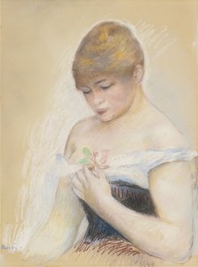 Fiatal Nő Kezében Egy Virág. Jeanne Samary színésznő portréja, c. 1880 alkotó: Pierre Auguste Renoir