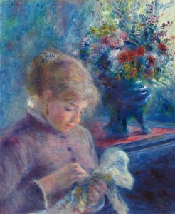 Fiatal nő varrás alkotó: Pierre Auguste Renoir