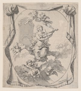 Szent Cecília a felhőkön Angyalok által fenntartva, 1696., 1696. alkotó: Pierre Berchet