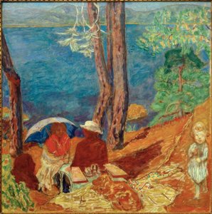 Tengerparton, a fenyőfák alatt alkotó: Pierre Bonnard