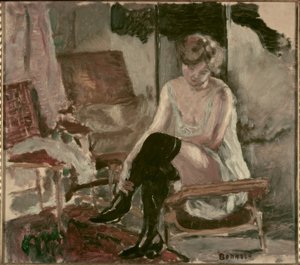 Tanulmány egy fiatal nőről a hosszú heverőjén alkotó: Pierre Bonnard
