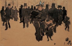 Le boulevard, 1890 körül (akvarell, tinta és fényes papírra mosás) alkotó: Pierre Bonnard