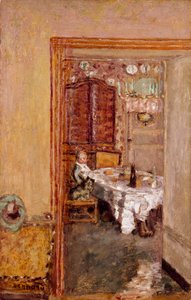 Kisfiú az ebédlőben. Pierre Bonnard (1867-1947) 1898-as angol magángyűjtemény festménye alkotó: Pierre Bonnard
