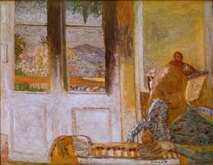 A francia ablak (Matin a Le Cannet) Pierre Bonnard (1867-1947) festménye 1932. Olaj, vászon. Homályos. 86x112 cm Collection Privee alkotó: Pierre Bonnard