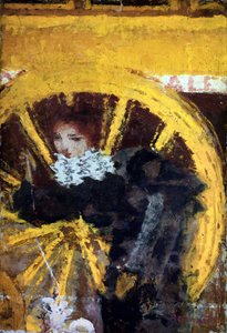 Az omnibusz Fiatal nő és kutyája egy kocsi kerekei közelében. Pierre Bonnard (1867-1947) festménye, 1895-ös gyűjtemény: Vicomtesse de Maublanc alkotó: Pierre Bonnard