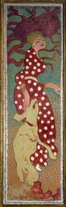 Nő fehér pöttyös ruhában Pierre Bonnard festménye (1867-1947) 1891 Dim. 1,6x0,48 m Párizs, Muse d