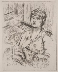 Nő kutyával, Octave Mirbeau "Dingo" című illusztrációja alkotó: Pierre Bonnard