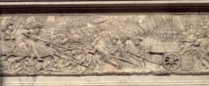 Az 1515-ös marignani csata. I. Francois francia király szívének sírja (1494-1547): Pierre Bontemps (1507-1568 körül) alacsony dombormű